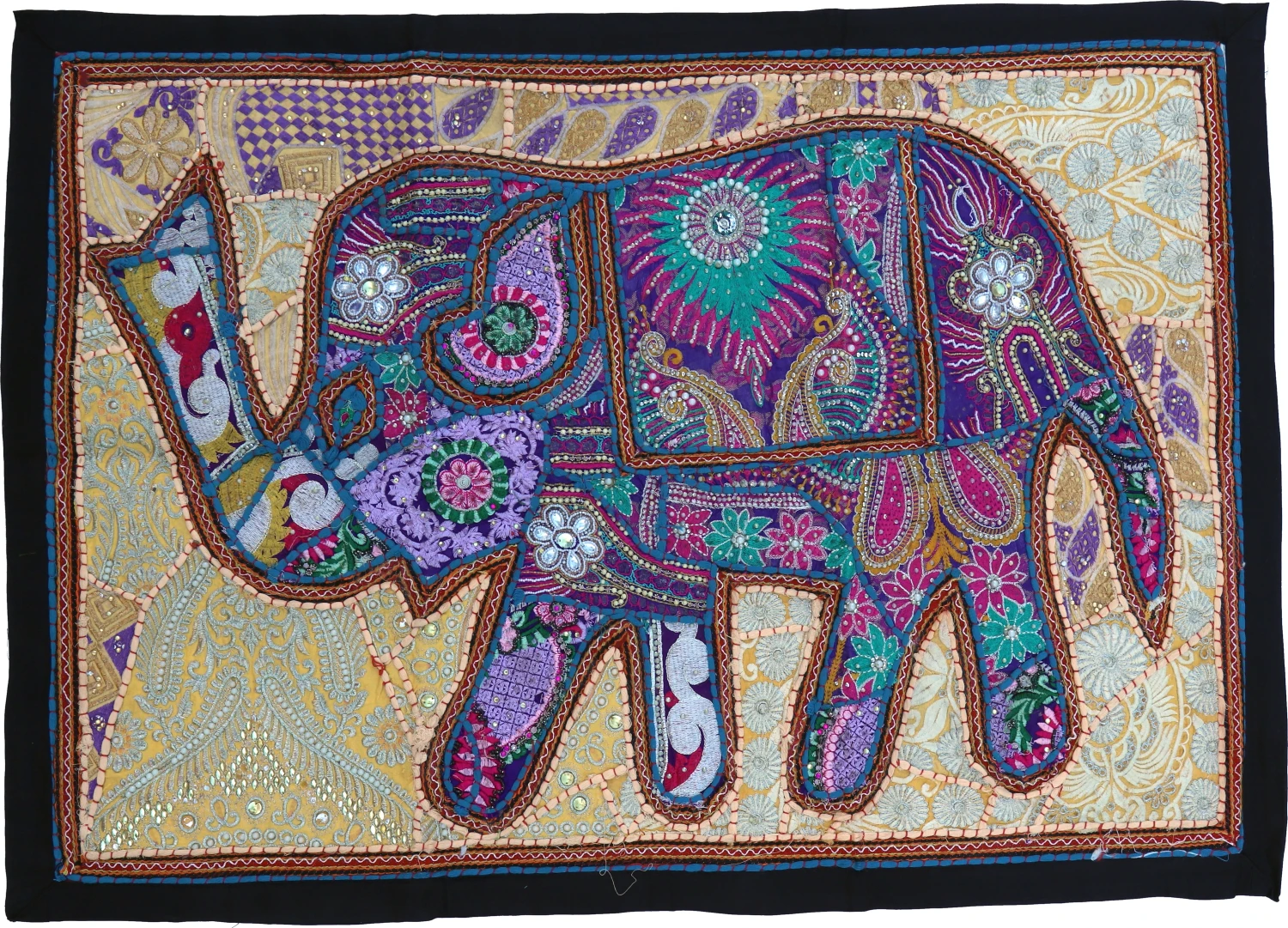 Indischer Wandteppich Patchwork Wandbehang/Tischläufer Einzelstück 90*65 Cm - Muster 27 1 Indischer Wandteppich Patchwork Wandbehang/Tischläufer Einzelstück 90*65 Cm - Muster 27