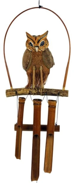 Exotisches Bambus Klangspiel - Windspiel `Eule` - 70x20x4 Cm -Deko Haus Store 5 13dsc05115