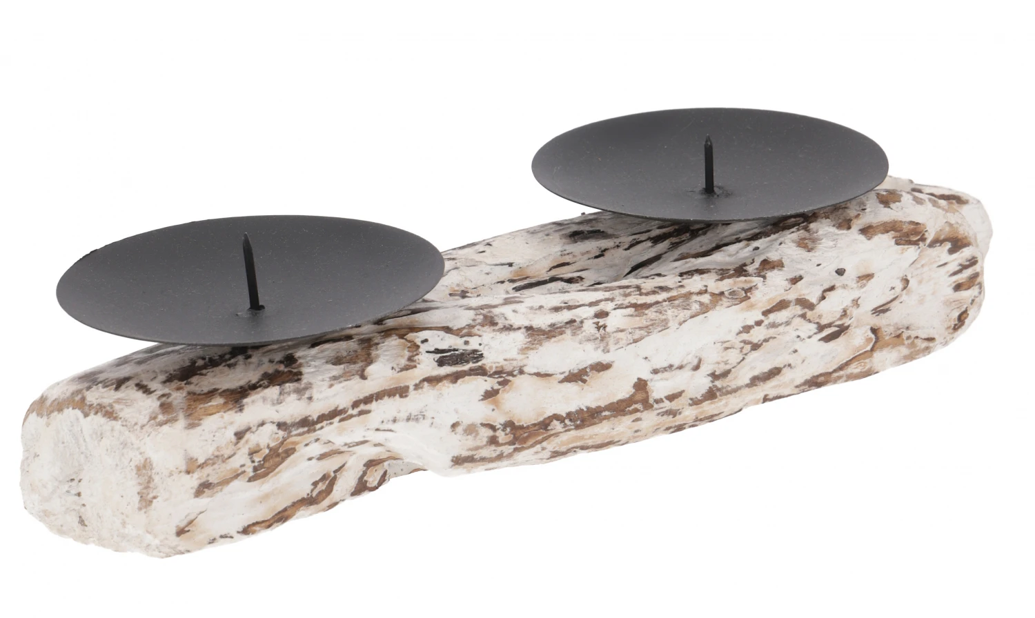 Antikweißer Treibholz Kerzenhalter Für Zwei Kerzen - 5x30x10 Cm 2 Antikweißer Treibholz Kerzenhalter Für Zwei Kerzen - 5x30x10 Cm – Bild 2