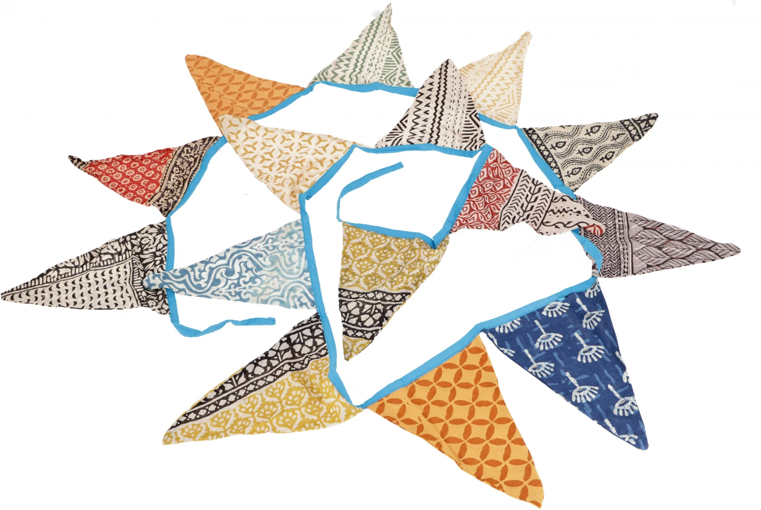 Baumwoll Wimpel Girlande, 2 M Wimpelkette - Blau/bunt - 27 Cm 1 Baumwoll Wimpel Girlande, 2 M Wimpelkette - Blau/bunt - 27 Cm