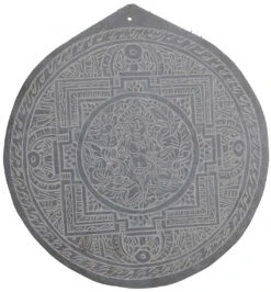 Tibetisches Steinbild, Relief Aus Schiefer - Mandala 1 - 20x20x0,7 Cm Ø20 Cm