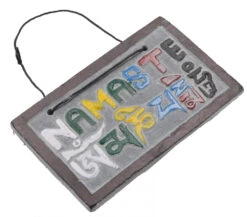 Tibetisches Steinbild, Relieff Aus Schiefer - Namaste 2 - 6x10x0,7 Cm