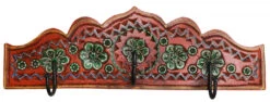 Indische Vintage Hakenleiste, Garderobe, Schlüsselbrett - Design 7 - 12x38x2 Cm