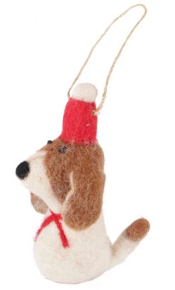 Weihnachtsschmuck, Filzdekoration, Handgemachte Tiere Aus Filz, Weihnachtsbaum Baumbehang - Hund - 10x4x4 Cm