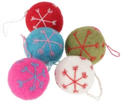 5`er Set Weihnachtsschmuck, Weihnachtskugeln Aus Filz Ø5 Cm