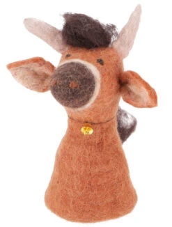 Filz Eierwärmer, Handgemachter Filzdekoration Aus Nepal, Filztier - Stier - 17x8x8 Cm