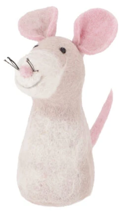 Filz Eierwärmer, Handgemachter Filzdekoration Aus Nepal, Filztier - Mäusemädchen - 16x8x8 Cm