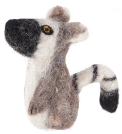 Handgemachte Fingerpuppe Aus Filz - Lemur - 9x4x3 Cm