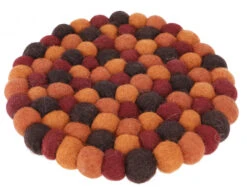Filzuntersetzer, Untersetzer Aus Filzkugeln, Filzdekoration Rund - Rost/bunt Ø 20 Cm