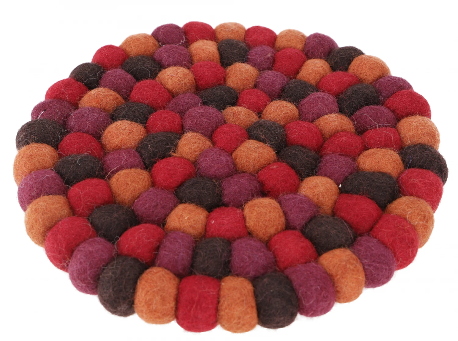 Filzuntersetzer, Untersetzer Aus Filzkugeln, Filzdekoration Rund - Rot/bunt Ø 20 Cm 1 Filzuntersetzer, Untersetzer Aus Filzkugeln, Filzdekoration Rund - Rot/bunt Ø 20 Cm