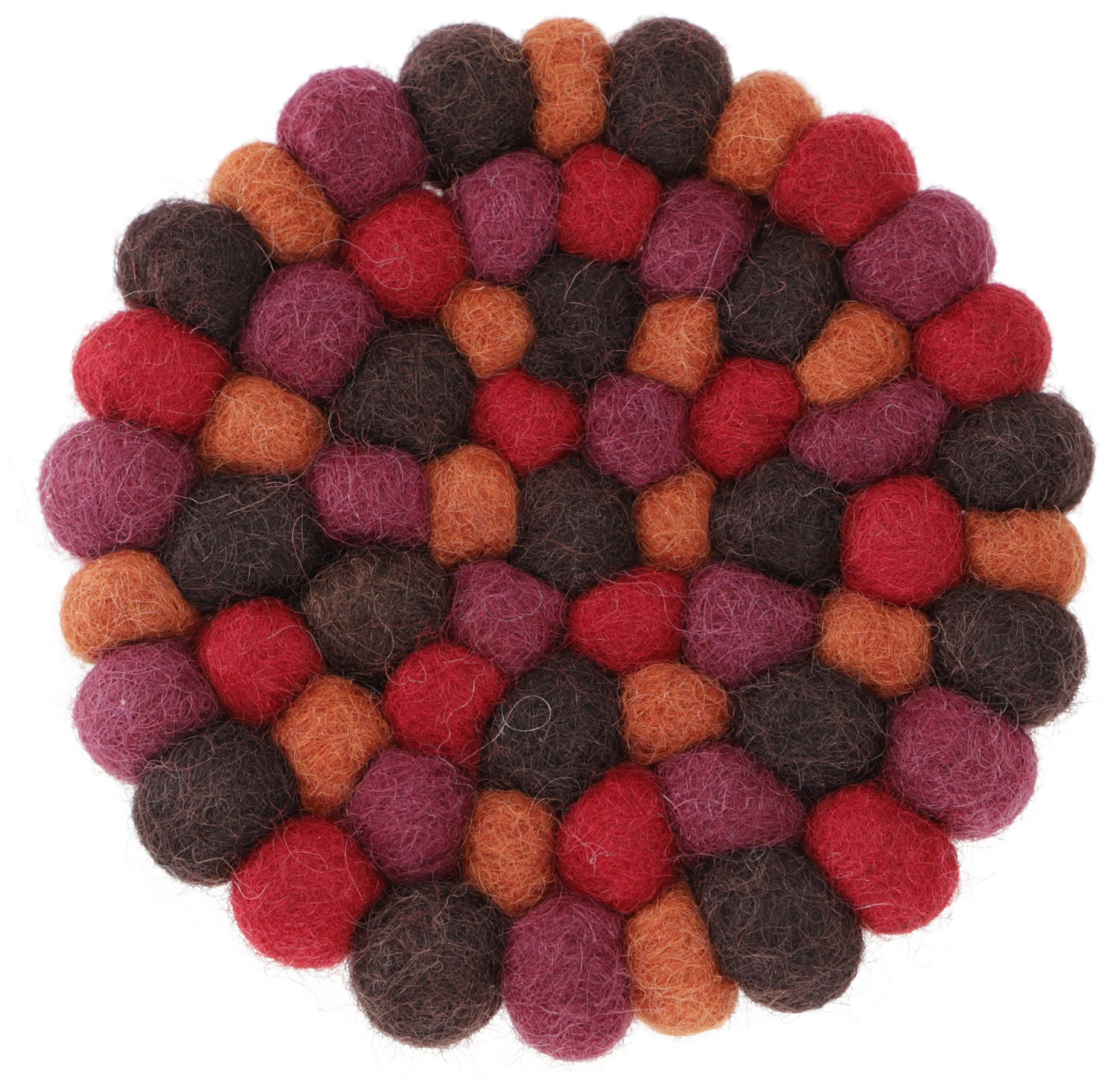 Filzuntersetzer, Untersetzer Aus Filzkugeln, Filzdekoration Rund - Rot/bunt Ø 20 Cm 2 Filzuntersetzer, Untersetzer Aus Filzkugeln, Filzdekoration Rund - Rot/bunt Ø 20 Cm – Bild 2