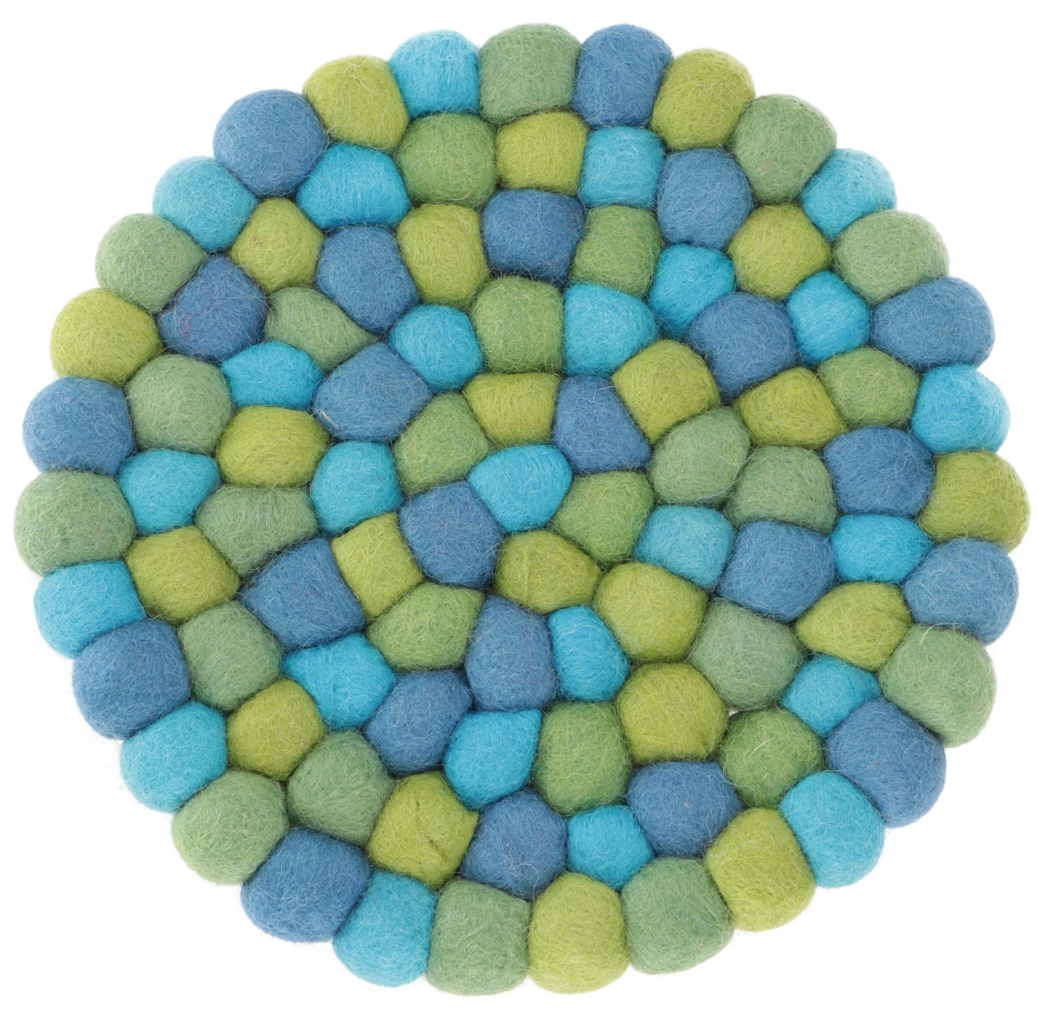 Filzuntersetzer, Untersetzer Aus Filzkugeln, Filzdekoration Rund - Türkis/bunt Ø 10 Cm 2 Filzuntersetzer, Untersetzer Aus Filzkugeln, Filzdekoration Rund - Türkis/bunt Ø 10 Cm – Bild 2