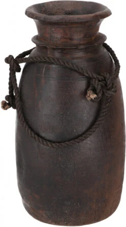 Vintage Holz Vase, Krug Rajasthan, Gedrechselt - Größe 32 Cm