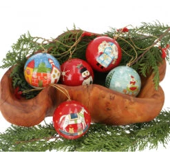 Upcycling Weihnachtskugeln 5er Set Aus Pappmachee, Handbemalter Christbaumschmuck, Kaschmirkugeln - X Mas - 7x7x7 Cm Ø7 Cm