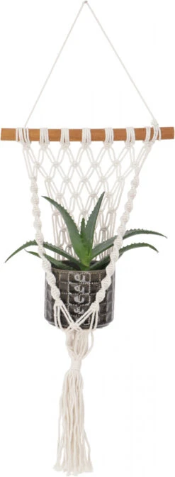 Makramee Blumenampel, Im Boho Stil, Baumwolle - Modell 1 - 30x60x2 Cm