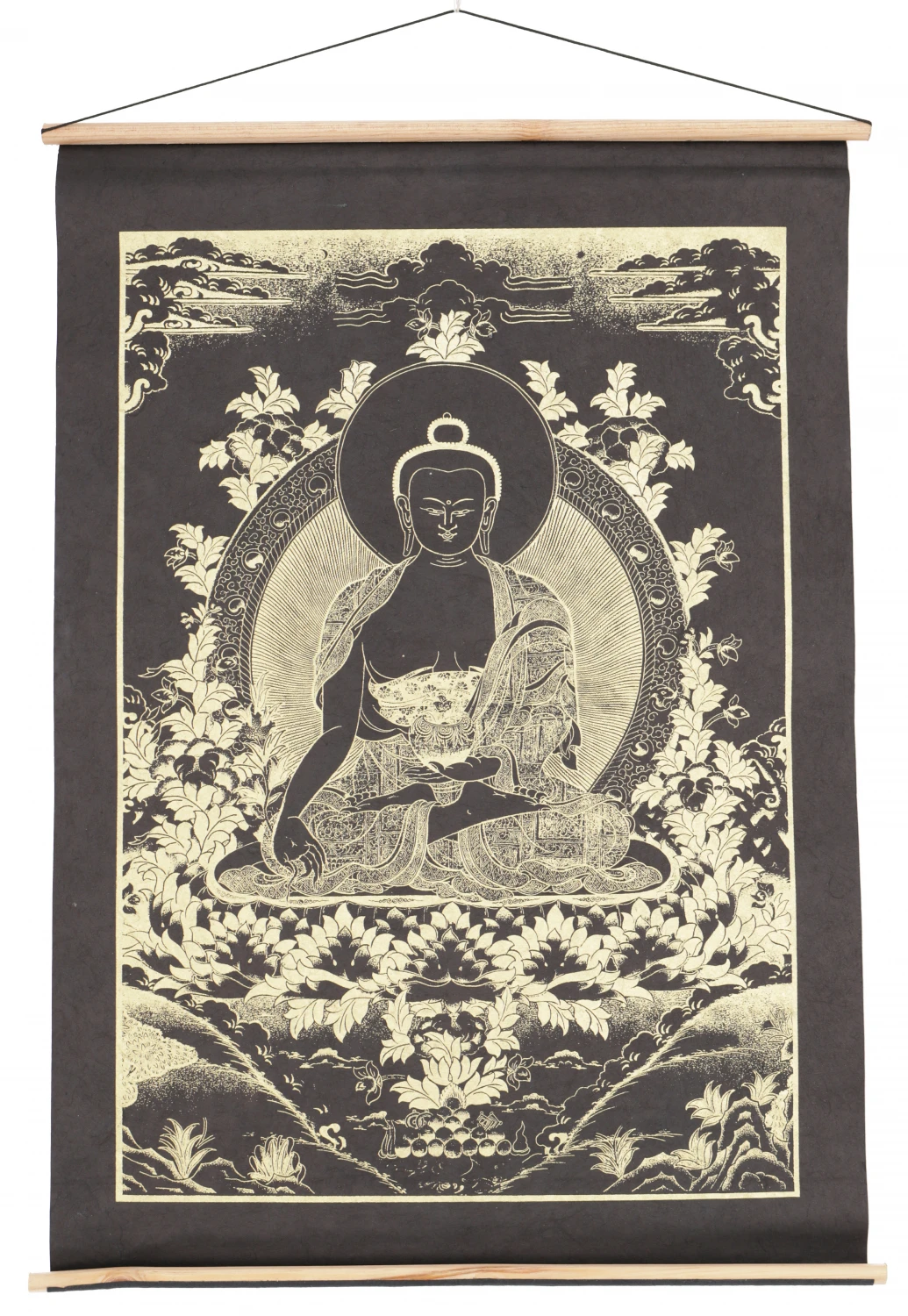 Buddhistischer Wandbehang Aus Loktapapier, Tibetischer Buddhismus Dekoration - Buddha-Shakyamuni/gold - 70x47 Cm 2 Buddhistischer Wandbehang Aus Loktapapier, Tibetischer Buddhismus Dekoration - Buddha-Shakyamuni/gold - 70x47 Cm – Bild 2