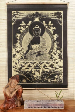 Buddhistischer Wandbehang Aus Loktapapier, Tibetischer Buddhismus Dekoration - Buddha-Shakyamuni/gold - 70x47 Cm