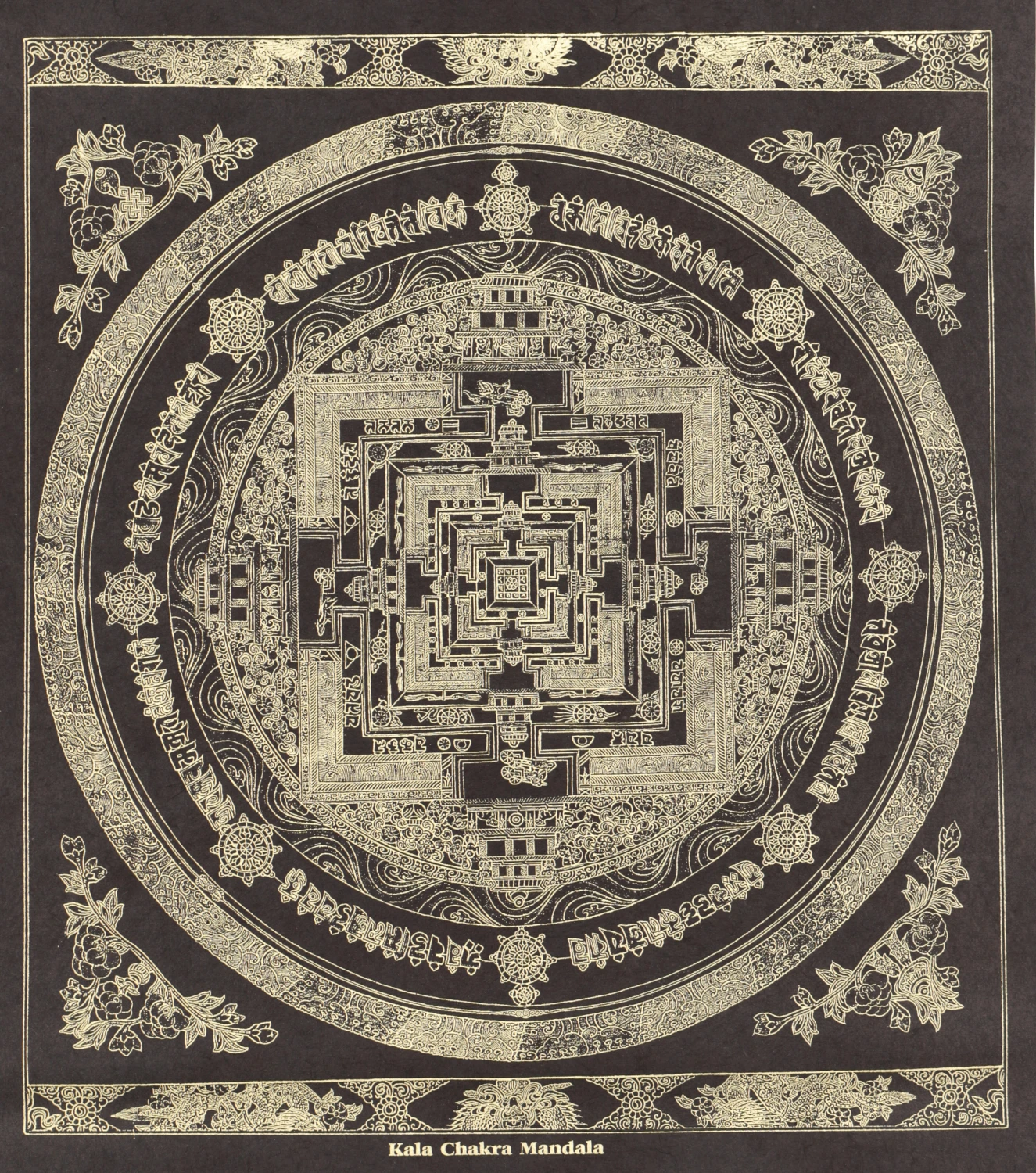 Buddhistischer Wandbehang Aus Loktapapier, Tibetischer Buddhismus Dekoration - Kalachkra Mandala/gold - 70x47 Cm 3 Buddhistischer Wandbehang Aus Loktapapier, Tibetischer Buddhismus Dekoration - Kalachkra Mandala/gold - 70x47 Cm – Bild 3