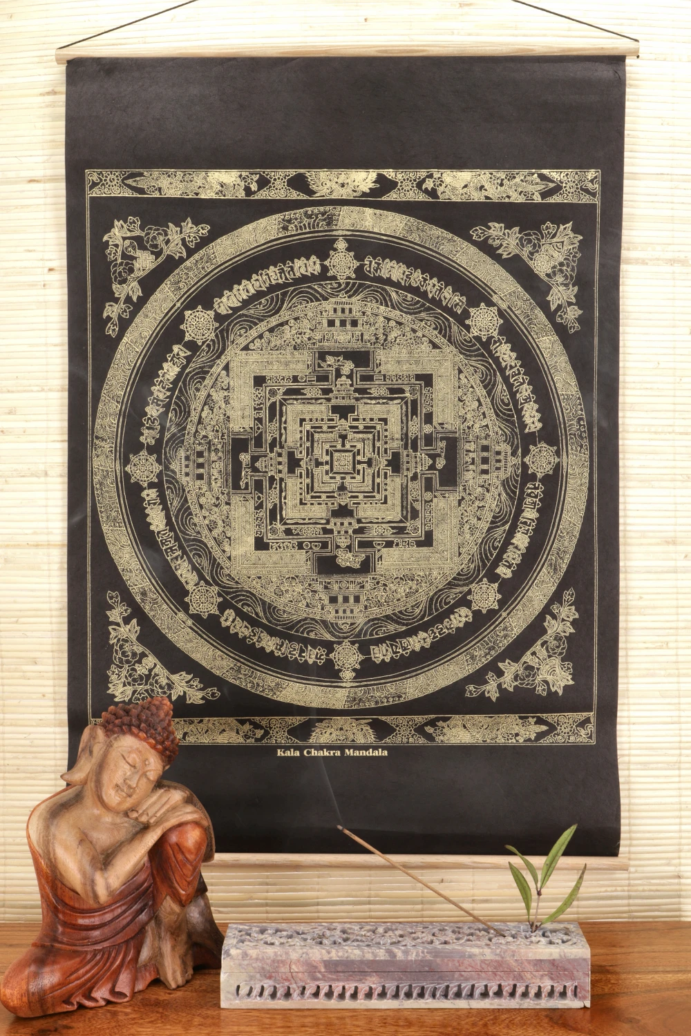 Buddhistischer Wandbehang Aus Loktapapier, Tibetischer Buddhismus Dekoration - Kalachkra Mandala/gold - 70x47 Cm 1 Buddhistischer Wandbehang Aus Loktapapier, Tibetischer Buddhismus Dekoration - Kalachkra Mandala/gold - 70x47 Cm
