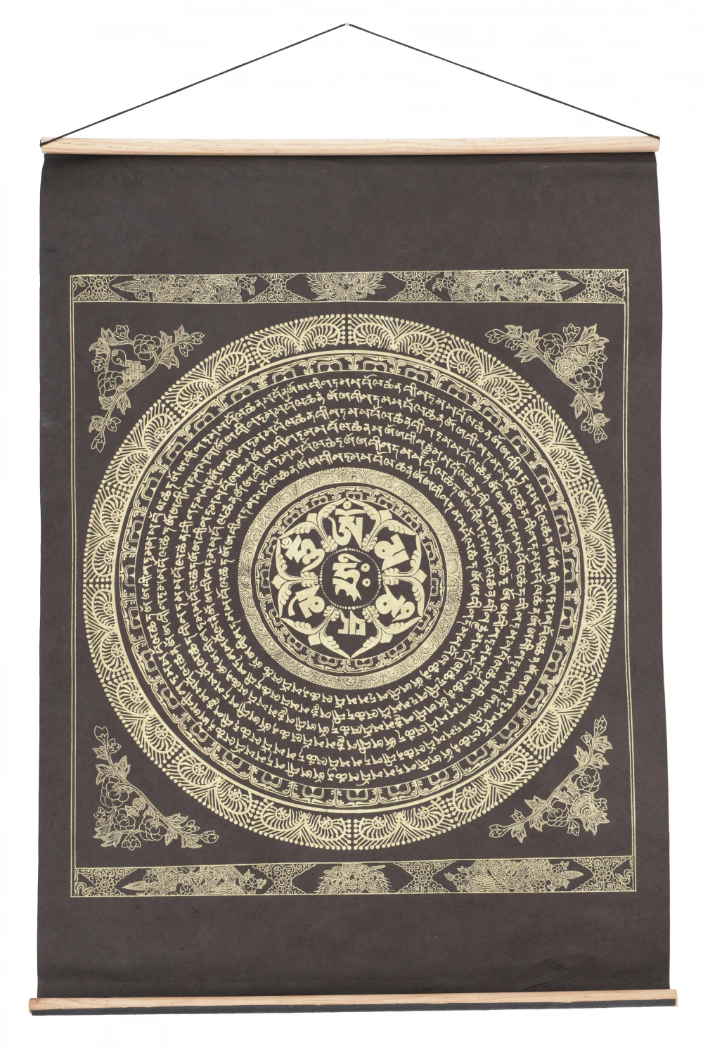 Buddhistischer Wandbehang Aus Loktapapier, Tibetischer Buddhismus Dekoration - OM Mantra Mandala/gold - 70x47 Cm 2 Buddhistischer Wandbehang Aus Loktapapier, Tibetischer Buddhismus Dekoration - OM Mantra Mandala/gold - 70x47 Cm – Bild 2