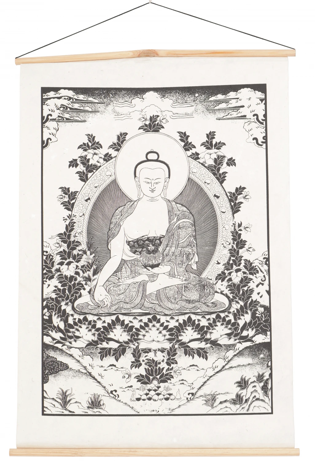 Buddhistischer Wandbehang Aus Loktapapier, Tibetischer Buddhismus Dekoration - Buddha-Shakyamuni - 70x47 Cm 2 Buddhistischer Wandbehang Aus Loktapapier, Tibetischer Buddhismus Dekoration - Buddha-Shakyamuni - 70x47 Cm – Bild 2
