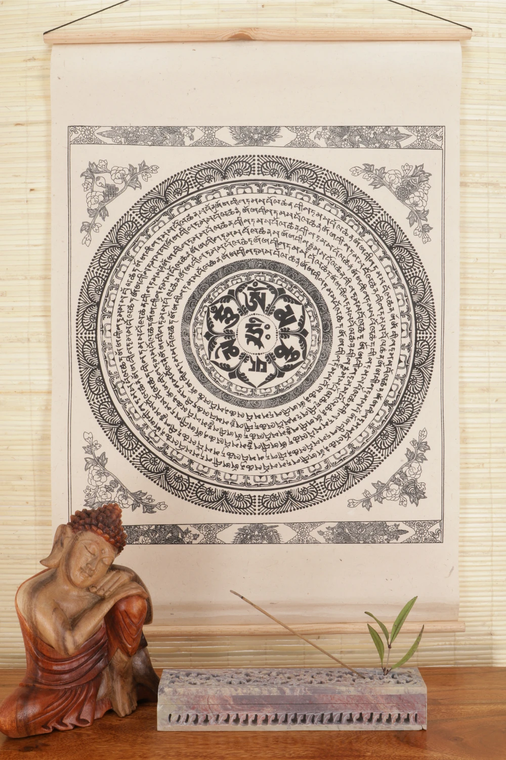 Buddhistischer Wandbehang Aus Loktapapier, Tibetischer Buddhismus Dekoration - OM Mandala - 70x47 Cm 2 Buddhistischer Wandbehang Aus Loktapapier, Tibetischer Buddhismus Dekoration - OM Mandala - 70x47 Cm – Bild 2