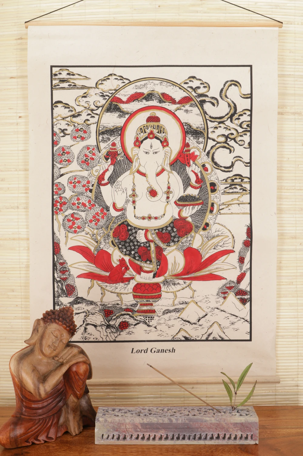 Ganesha Wandbehang Aus Loktapapier,Indische Wandekoration Dekoration - Lord Ganesh - 70x47 Cm 2 Ganesha Wandbehang Aus Loktapapier,Indische Wandekoration Dekoration - Lord Ganesh - 70x47 Cm – Bild 2