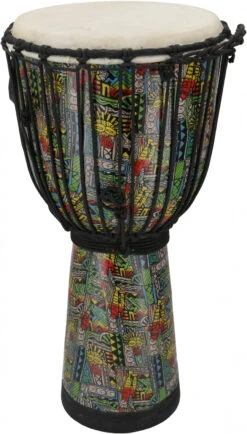 Farbige Djembe, Holztrommel, Percussion Rhythmus Klang Instrument - 60 Cm