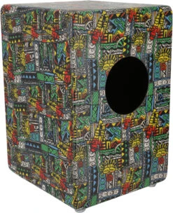 Farbige Cajon In Kindergröße, Holztrommel Percussion Rhythmus Instrument - Design 4 - 38x24x24 Cm