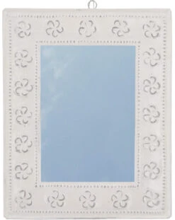 Spiegel Mit Handgeprägtem Rahmen Aus Aluminium - Modell 5 Weiß - 35x28x1 Cm