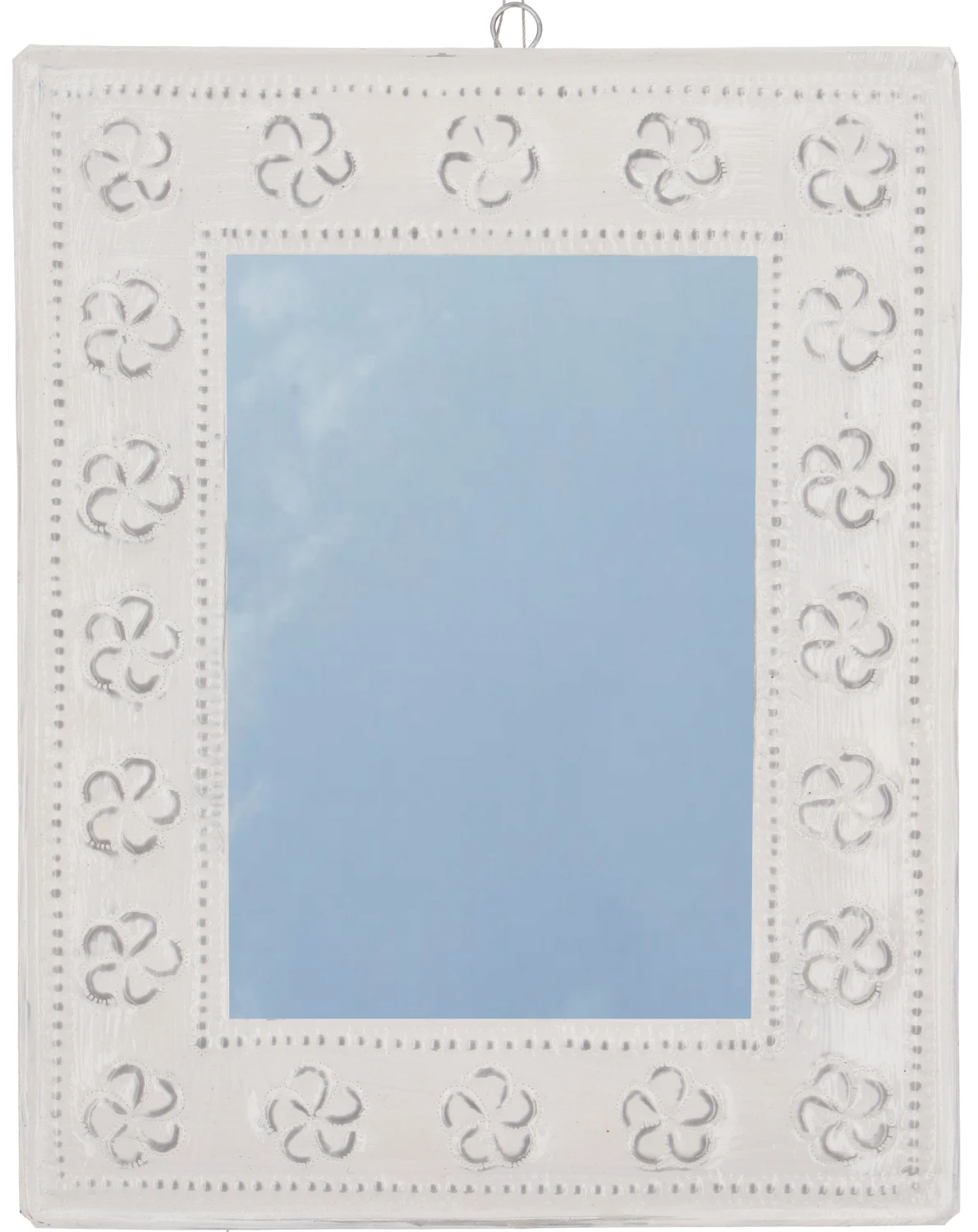 Spiegel Mit Handgeprägtem Rahmen Aus Aluminium - Modell 5 Weiß - 35x28x1 Cm 1 Spiegel Mit Handgeprägtem Rahmen Aus Aluminium - Modell 5 Weiß - 35x28x1 Cm