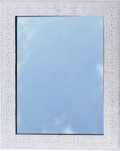 Spiegel Mit Handgeprägtem Rahmen Aus Aluminium - Modell 6 Weiß - 50x40x1 Cm