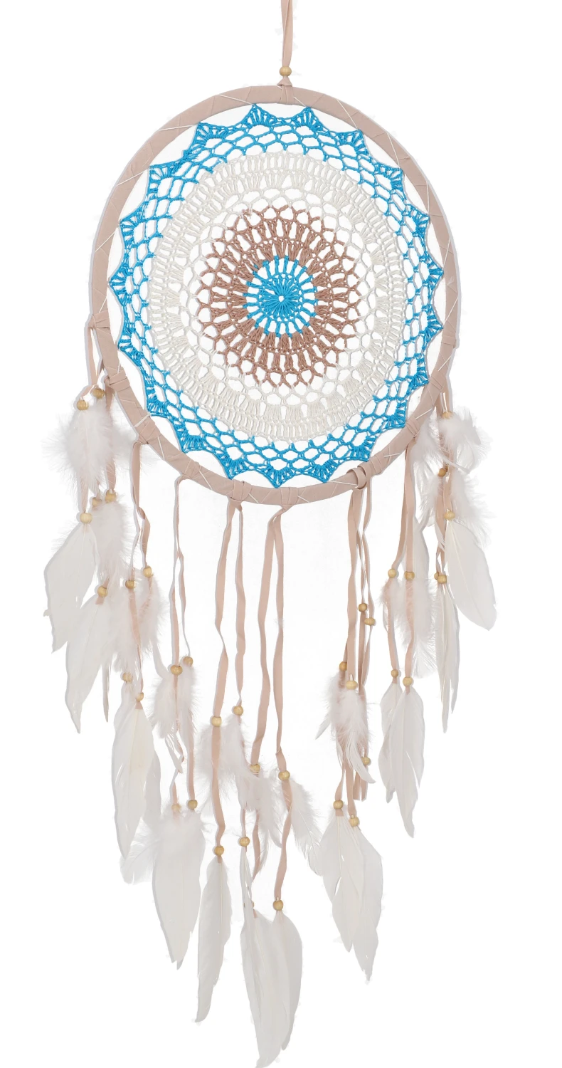 Traumfänger - Blau/weiß/braun 30 Cm 2 Traumfänger - Blau/weiß/braun 30 Cm – Bild 2