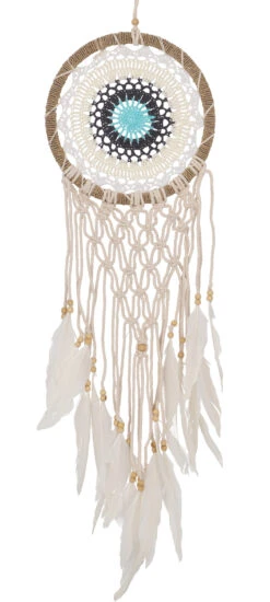 Traumfänger Mit Gehäkelter Spitze - Blau/beige 22 Cm