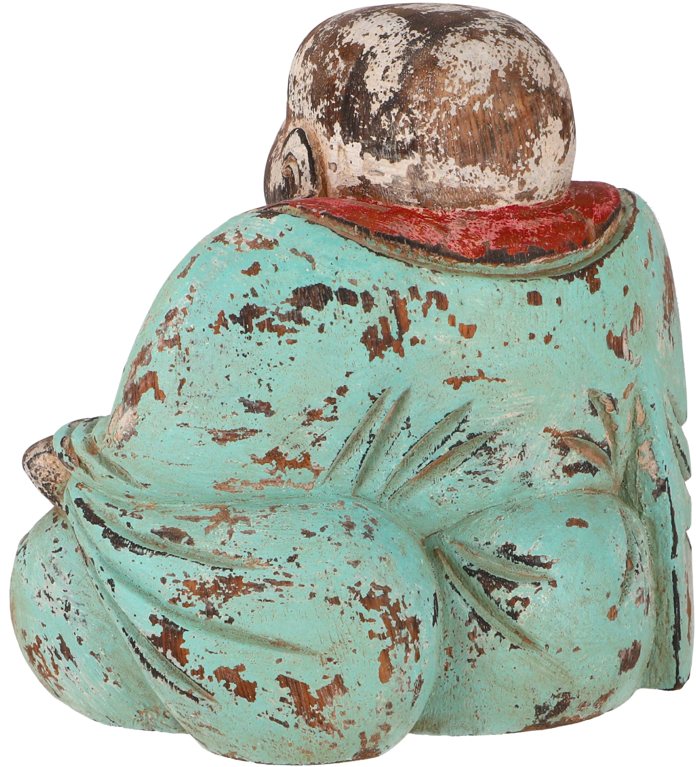 Lachender Holzbuddha, Buddha Statue, Handarbeit 21 Cm, Antik Grün - Modell 17 3 Lachender Holzbuddha, Buddha Statue, Handarbeit 21 Cm, Antik Grün - Modell 17 – Bild 3
