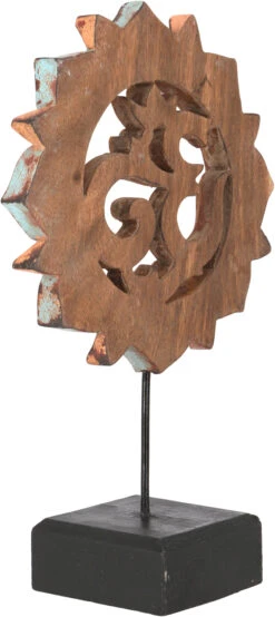 Holzskulptur OM, Dekoobjekt Mit Ständer - 31 Cm Vintage Bunt -Deko Haus Store 53249 123deko 9 5 23 10