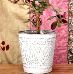 Boho Übertopf, Vintage Tischpapierkorb, Aufbewahrungsbehälter Aus Geprägtem Aluminium - 15cm -Deko Haus Store 58acc649cc214b631e418533fb765431