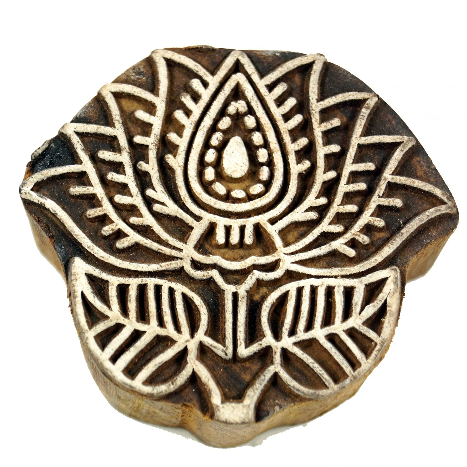 Indischer Textilstempel, Holz Stoffdruckstempel, Blaudruck Stempel, Druck Modell - Lotus 2 - 6x7x2,5 Cm 2 Indischer Textilstempel, Holz Stoffdruckstempel, Blaudruck Stempel, Druck Modell - Lotus 2 - 6x7x2,5 Cm – Bild 2