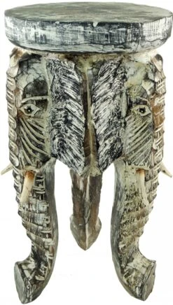 Blumenbank, Hocker, Dreibeiniger Beistelltisch, Dekoobjekt Elefanten Kopf - 50 Cm -Deko Haus Store 7 18dsc05836