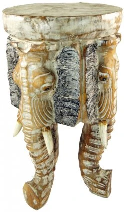 Blumenbank, Hocker, Dreibeiniger Beistelltisch, Dekoobjekt Elefanten Kopf - 50 Cm -Deko Haus Store 7 18dsc05839