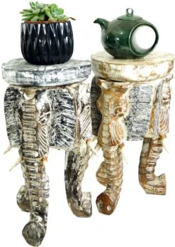 Blumenbank, Hocker, Dreibeiniger Beistelltisch, Dekoobjekt Elefanten Kopf - 50 Cm -Deko Haus Store 7 18dsc05842