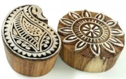 Indischer Textilstempel, Holz Stoffdruckstempel, Blaudruck Stempel, Druck Modell - Set 17 - 6x6 Cm
