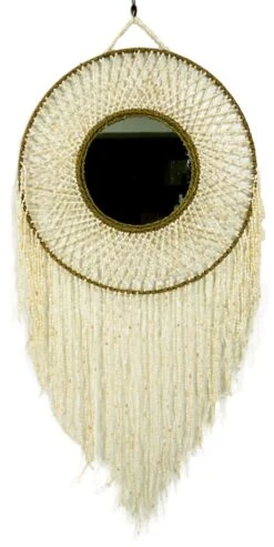 Maritime Wanddekoration, Spiegel Aus Muschelgeflecht - 150x50x2 Cm