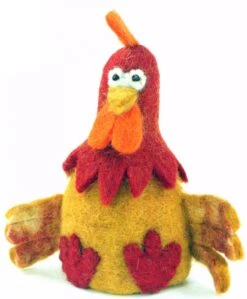 Filz Eierwärmer, Handgemachter Filzdekoration Aus Nepal, Filztier - Hahn - 14x9x6 Cm