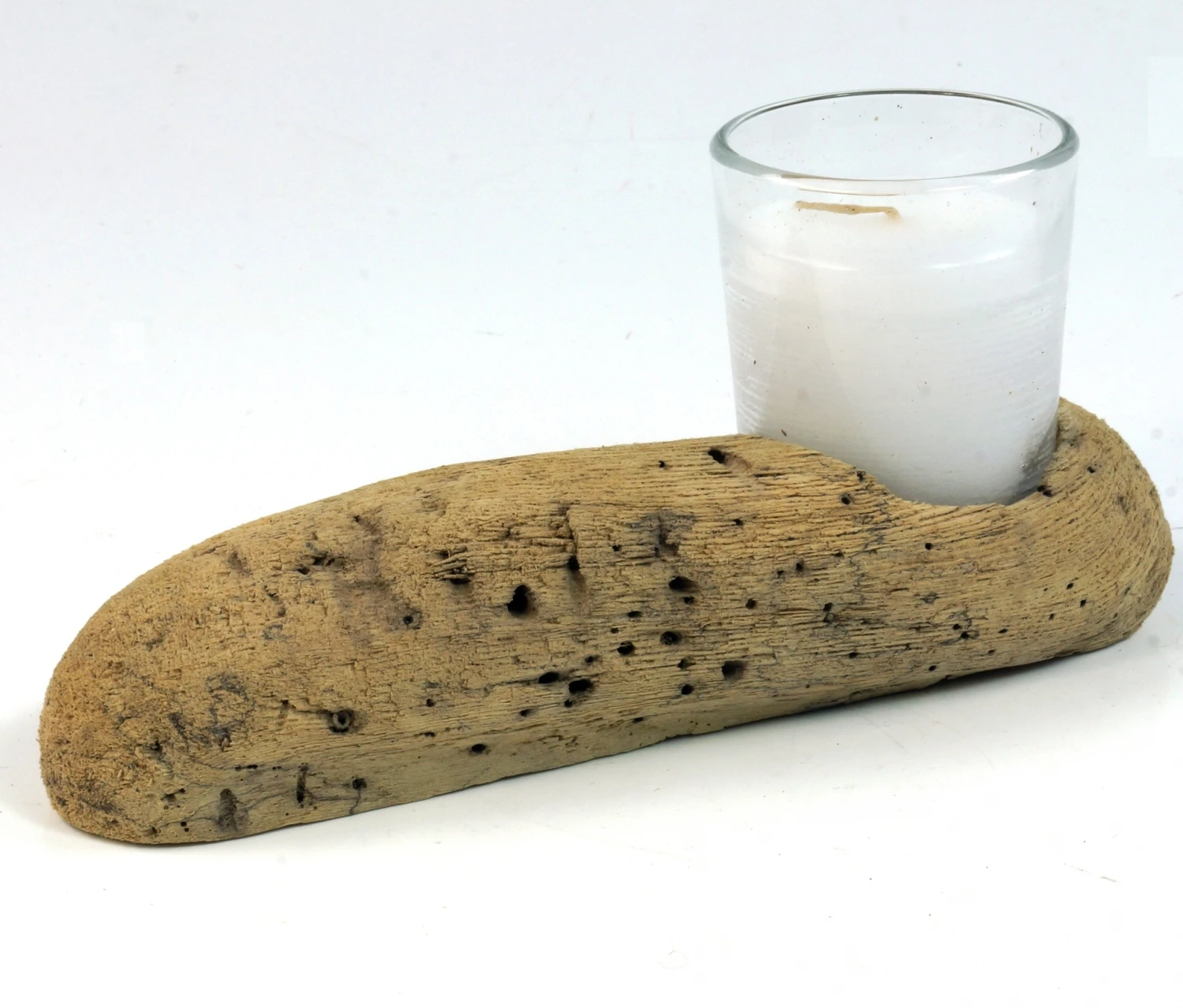 Kerzenleuchter Treibholz Mit Kerzenglas - 9x10x12 Cm 2 Kerzenleuchter Treibholz Mit Kerzenglas - 9x10x12 Cm – Bild 2