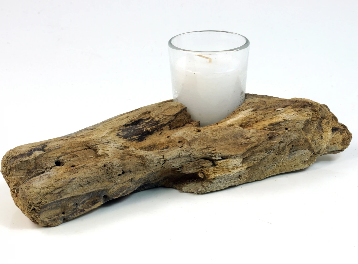 Kerzenleuchter Treibholz Mit Kerzenglas - 9x10x12 Cm 3 Kerzenleuchter Treibholz Mit Kerzenglas - 9x10x12 Cm – Bild 3