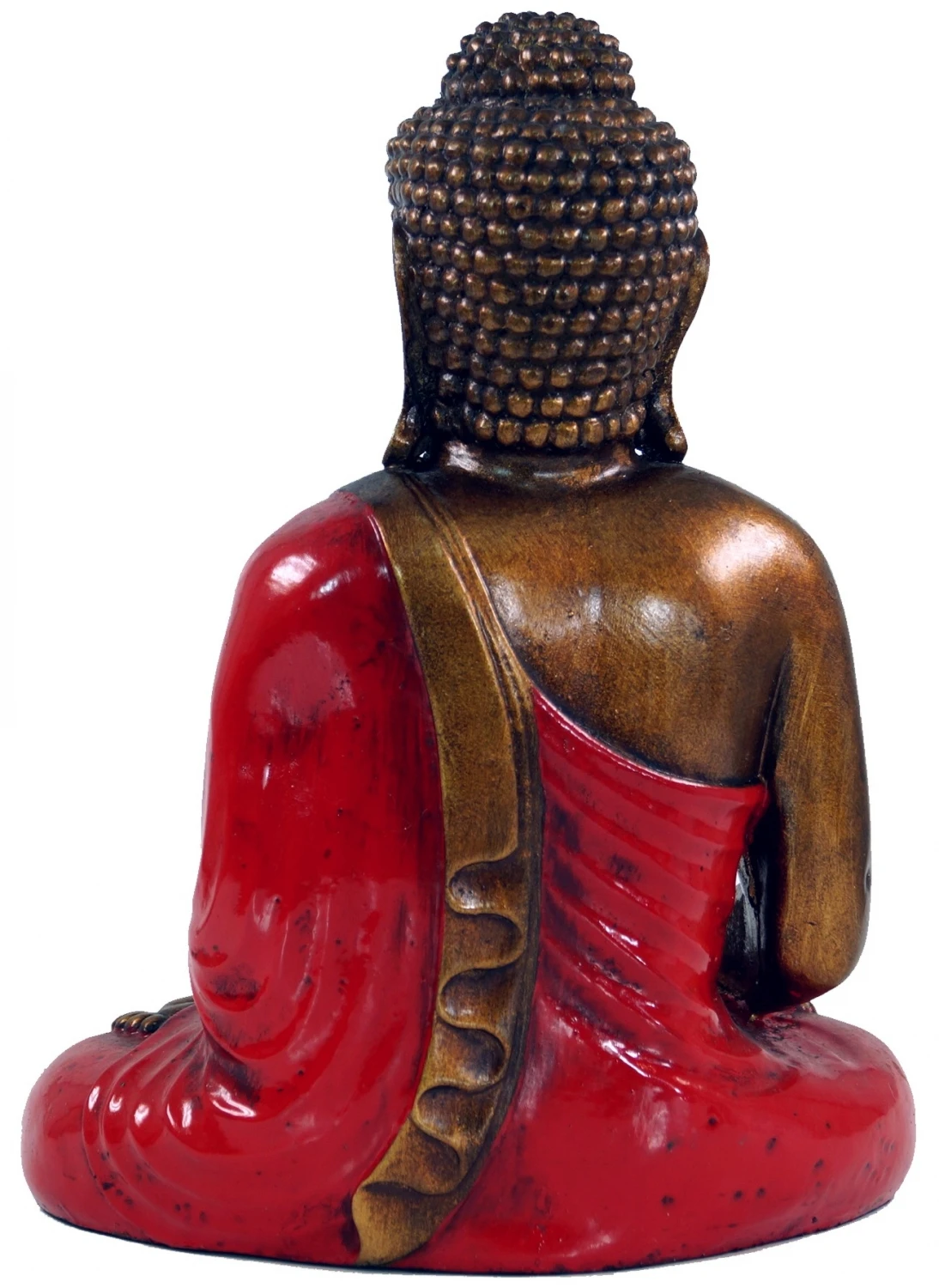 Sitzender Buddha Im Bhuimsparsha Mudra Aus Recin - Rot - 30x24x12 Cm 3 Sitzender Buddha Im Bhuimsparsha Mudra Aus Recin - Rot - 30x24x12 Cm – Bild 3
