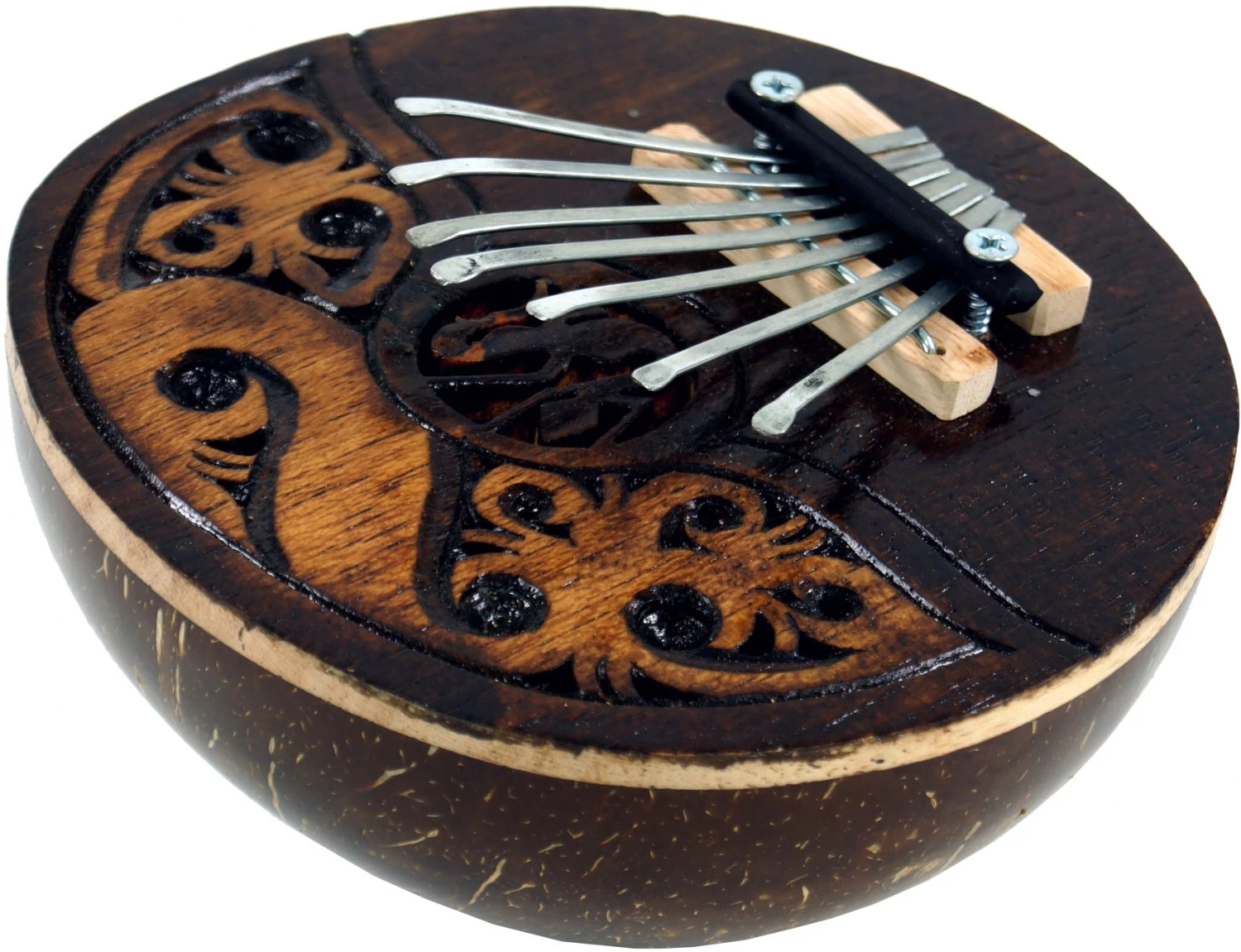 Musikinstrument Aus Holz, Musik Percussion Rhythmus Klang Instrument, Handgearbeitet Aus Kokosnuss - Kalimba 3 - 7x14x14 Cm Ø14 Cm 2 Musikinstrument Aus Holz, Musik Percussion Rhythmus Klang Instrument, Handgearbeitet Aus Kokosnuss - Kalimba 3 - 7x14x14 Cm Ø14 Cm – Bild 2