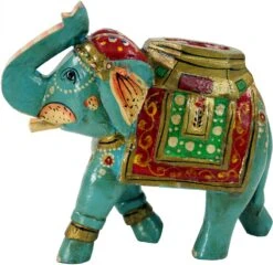 Deko Elefant Aus Indien, Bemalter Indischer Holzelefant, Skulptur Elefant - 15x18x8 Cm -Deko Haus Store 9 17 dsc03096