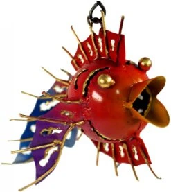 Farbenfroher Dekofisch Aus Indonesien - Design 11 - 14x10x7 Cm